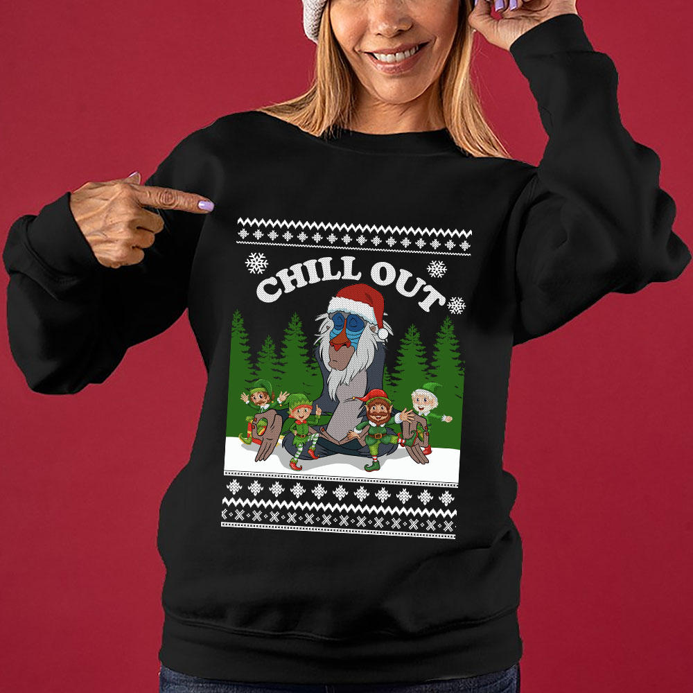 Lion King Rafiki Chill Out Ugly Christmas Sweater - Image 3