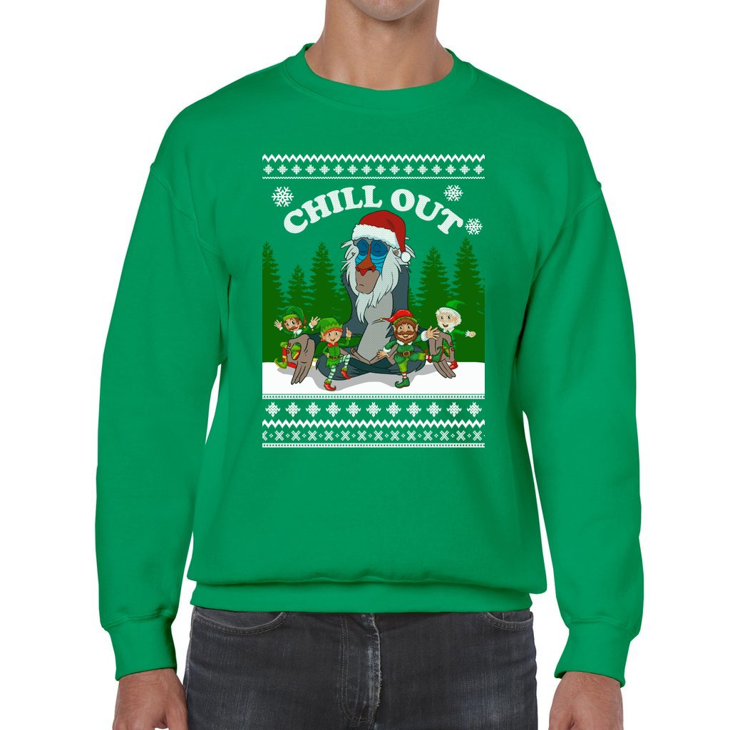 Lion King Rafiki Chill Out Men's Ugly Christmas Sweater - Image 4
