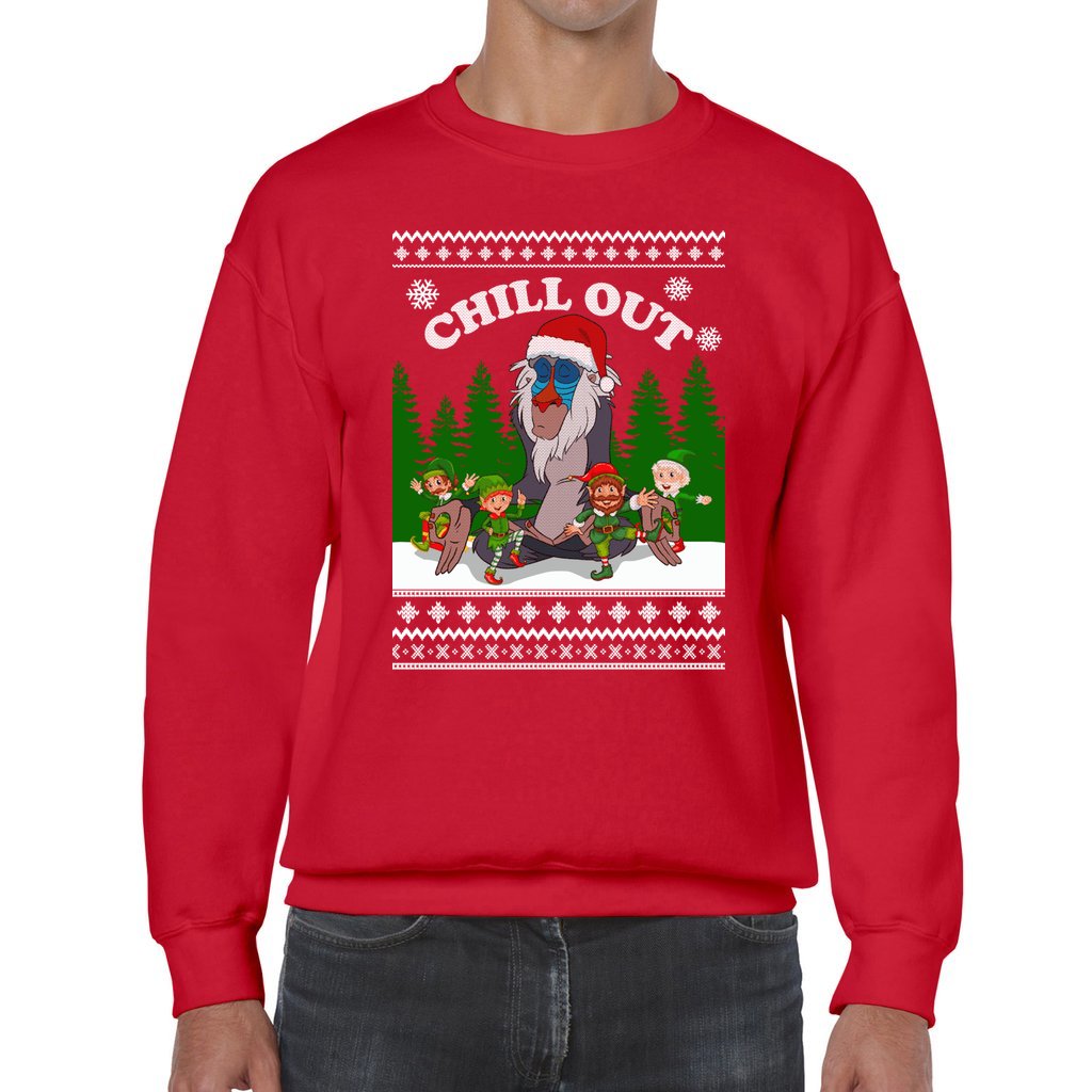 Lion King Rafiki Chill Out Ugly Christmas Sweater - Image 4