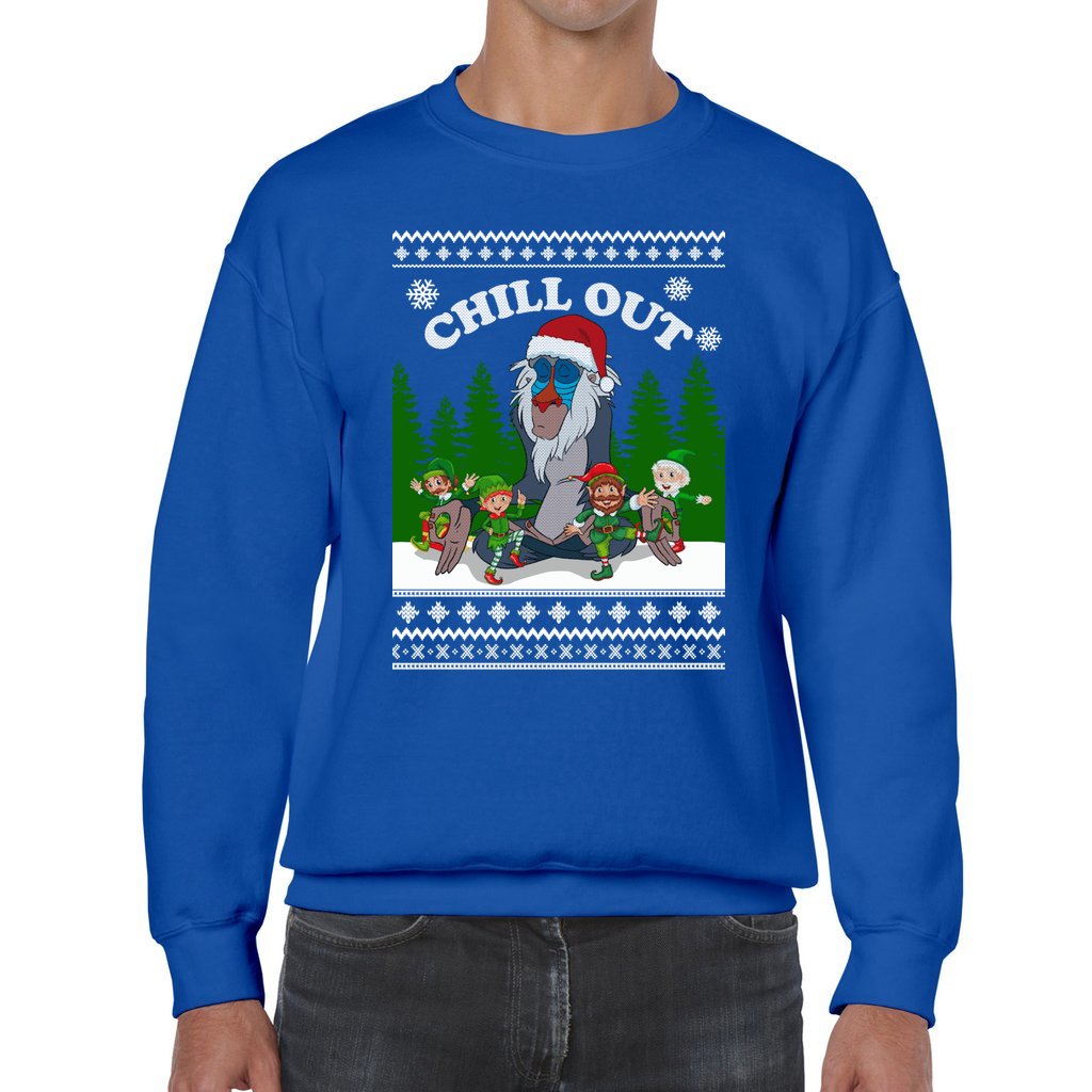 Lion King Rafiki Chill Out Men's Ugly Christmas Sweater - Image 3