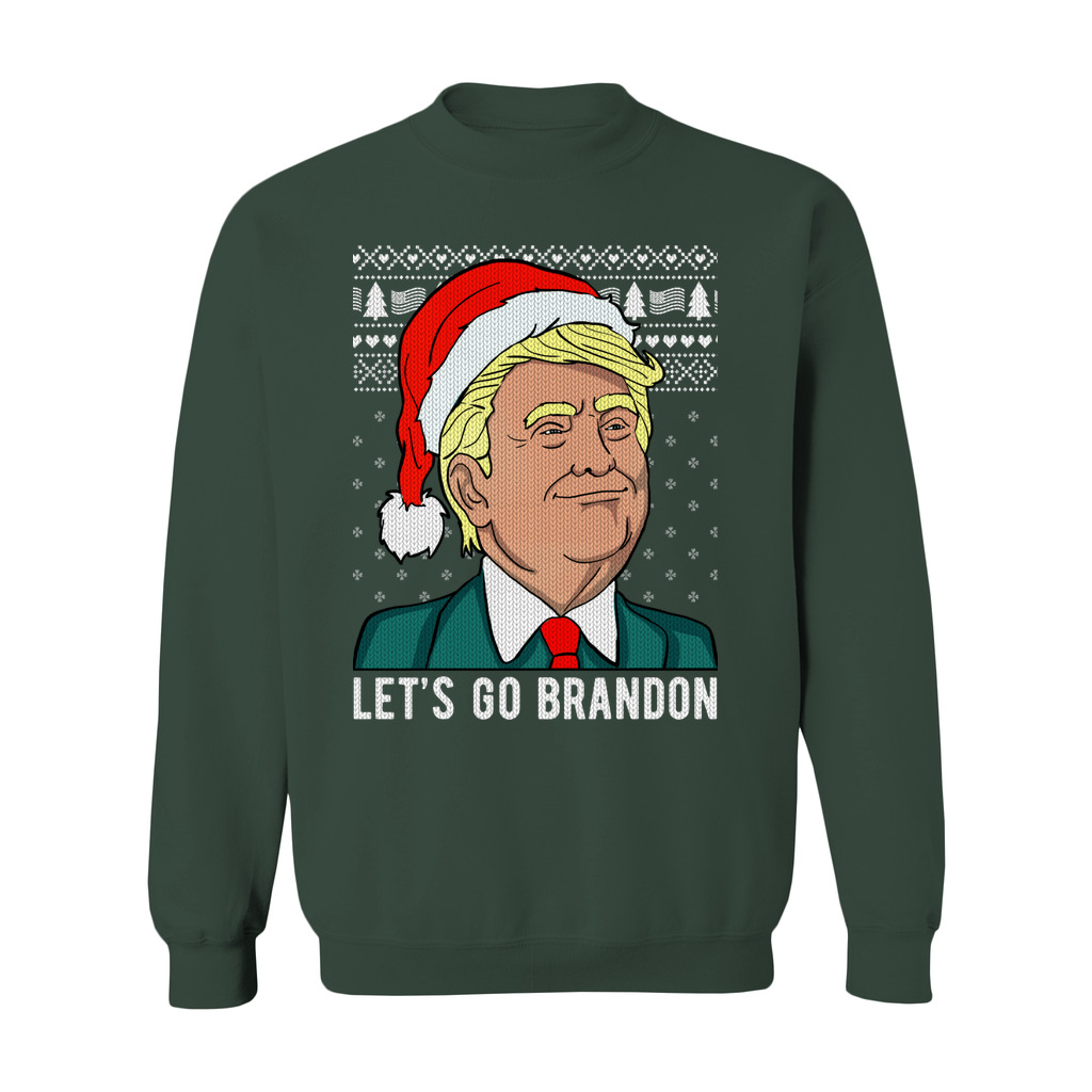 Let's Go Brandon With Trump Ugly Christmas Sweater For Women - Image 7