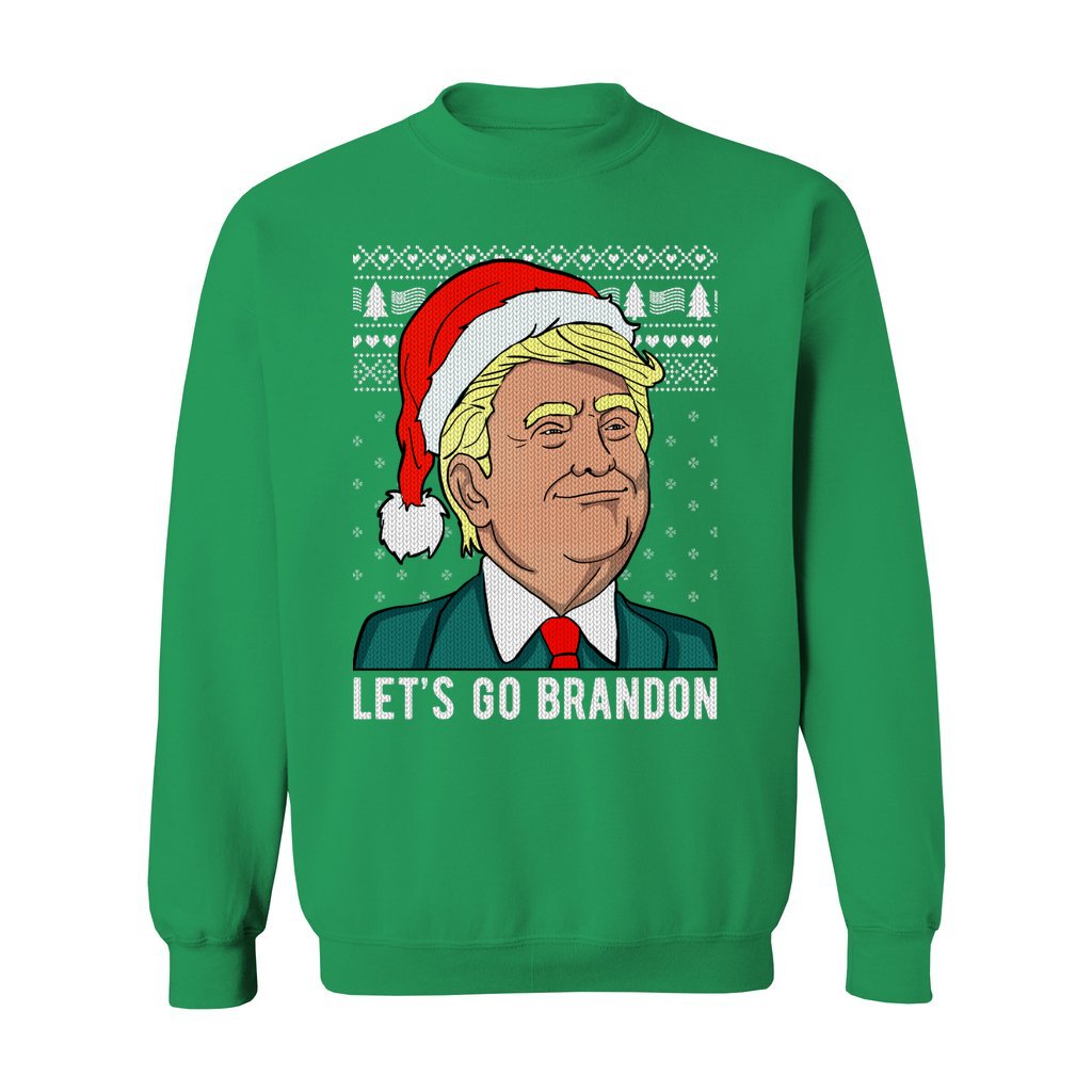 Let's Go Brandon With Trump Ugly Christmas Sweater For Women - Image 5