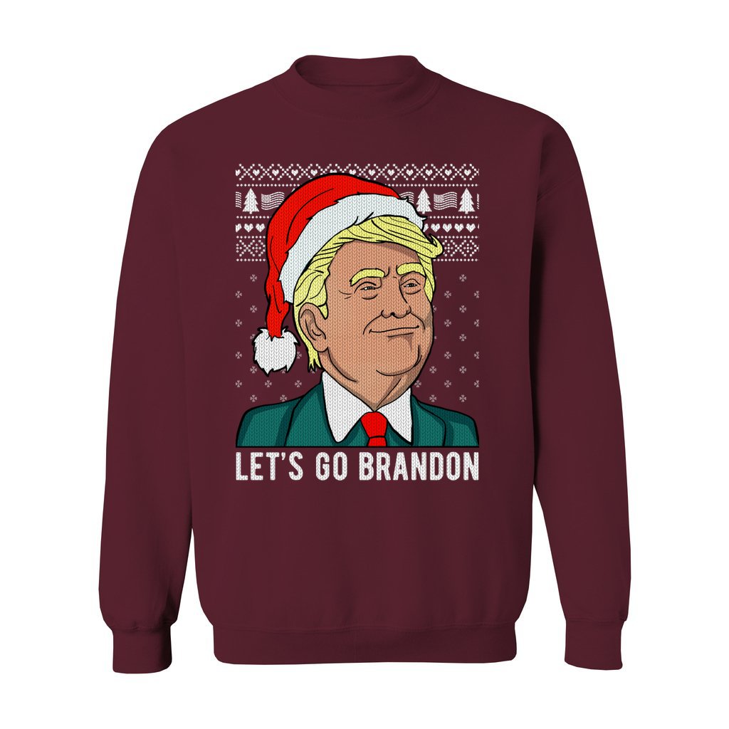 Let's Go Brandon With Trump Ugly Christmas Sweater For Women - Image 6