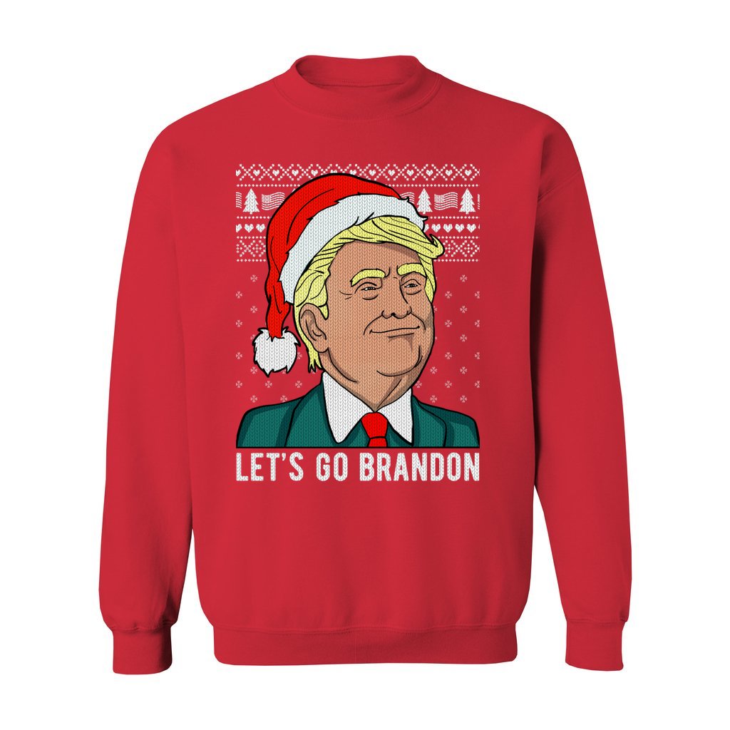 Let's Go Brandon With Trump Ugly Christmas Sweater For Women - Image 3